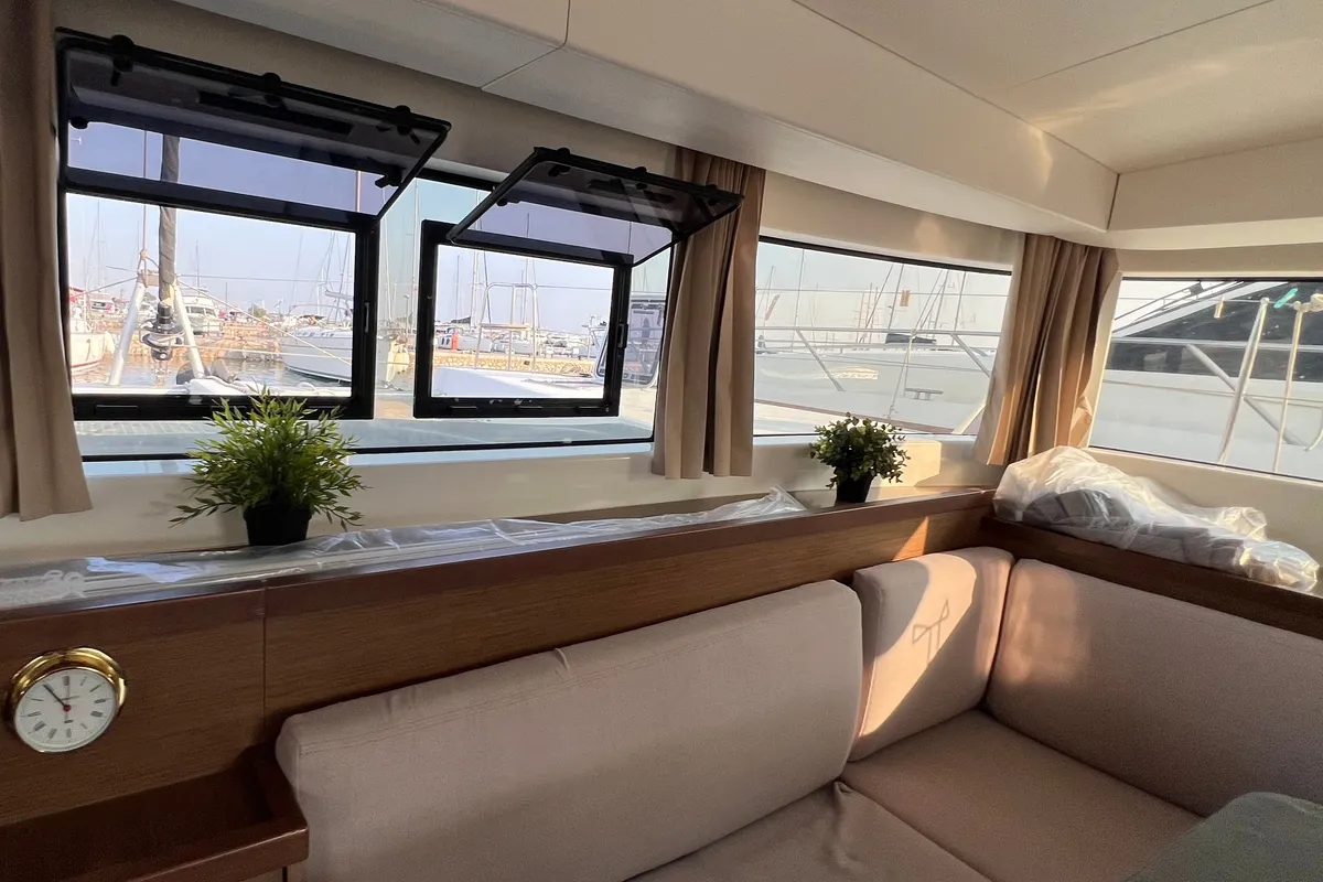 Salon of Andromeda, a Lagoon 40 catamaran at Athens, Greece