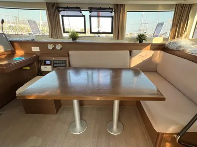 Salon of Andromeda, a Lagoon 40 catamaran at Athens, Greece