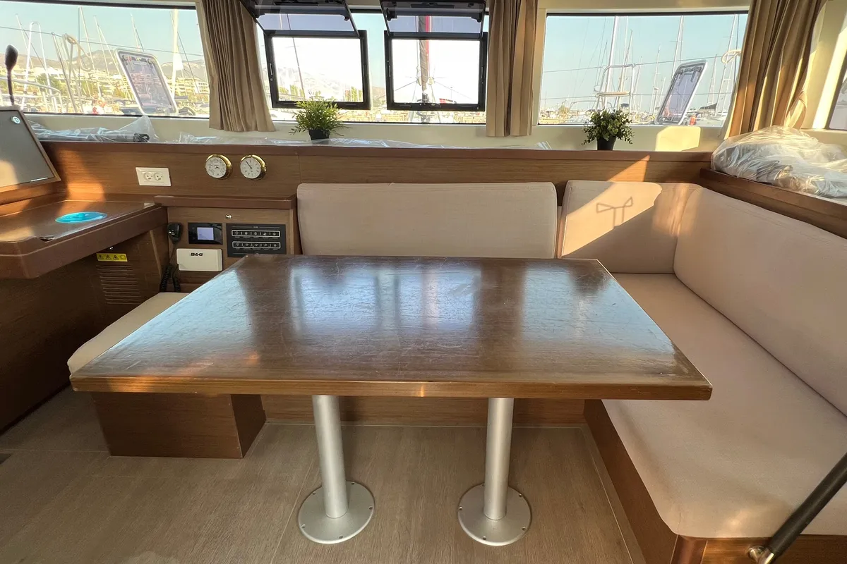 Salon of Andromeda, a Lagoon 40 catamaran at Athens, Greece