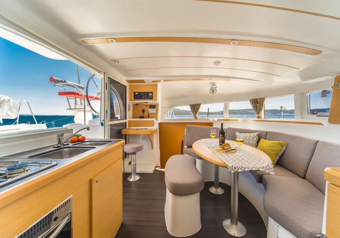 Salon of Maestro, a Lagoon 380 catamaran at Municipal Unit of Lefkada, Greece
