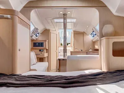 Salon of Oceanis 31 Classic, a Beneteau Oceanis 31 sailboat at Procida, Italy
