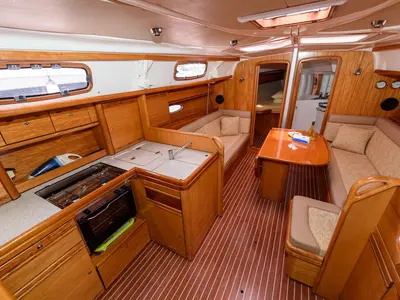 Salon of Katarina, a Bavaria 37 Cruiser sailboat at Grad Trogir, Croatia