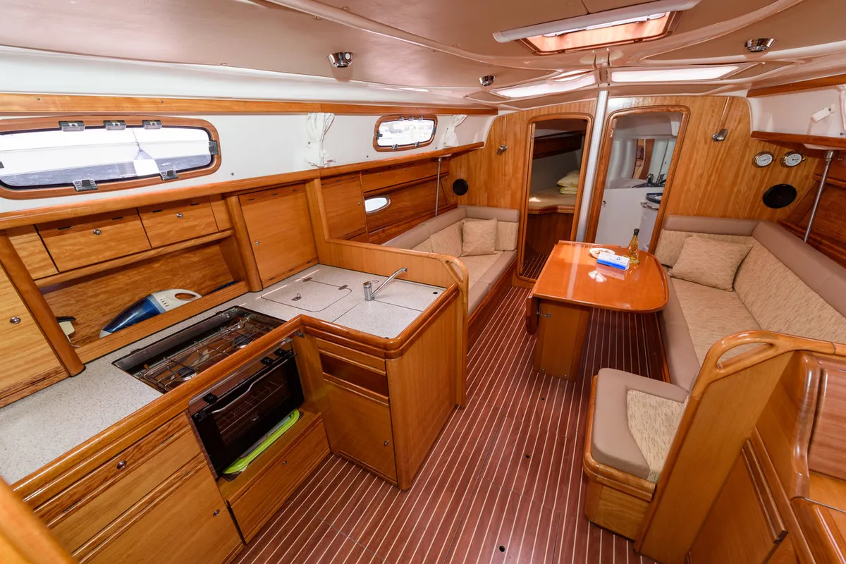 Salon of Katarina, a Bavaria 37 Cruiser sailboat at Grad Trogir, Croatia
