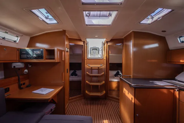 Salon of Cloe, a Bavaria 45 sailboat at La Spezia, Italy