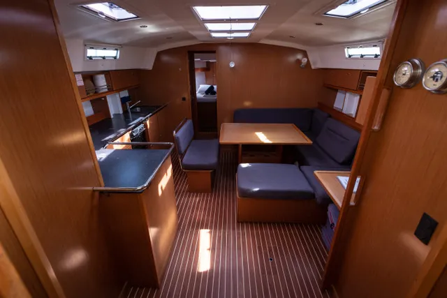 Salon of Cloe, a Bavaria 45 sailboat at La Spezia, Italy