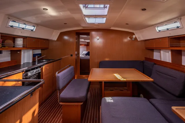 Salon of Cloe, a Bavaria 45 sailboat at La Spezia, Italy