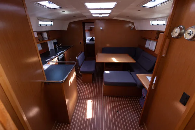 Salon of Cloe, a Bavaria 45 sailboat at La Spezia, Italy