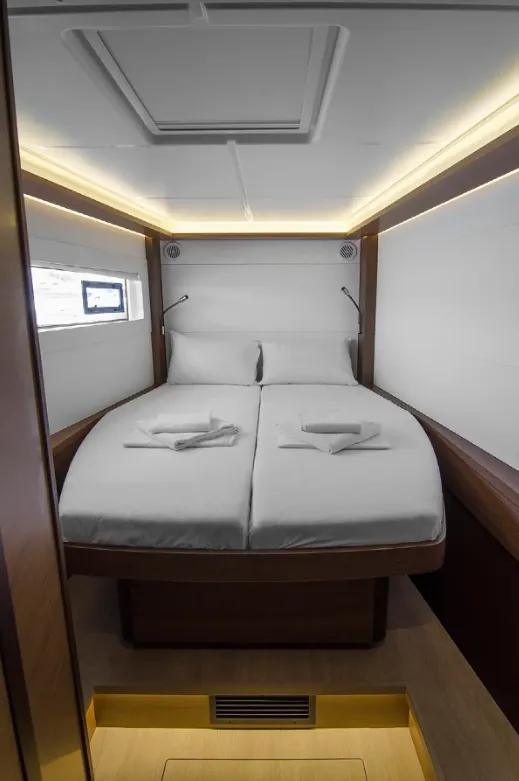 Cabin on G. P, a Lagoon 46 catamaran at Athens, Greece