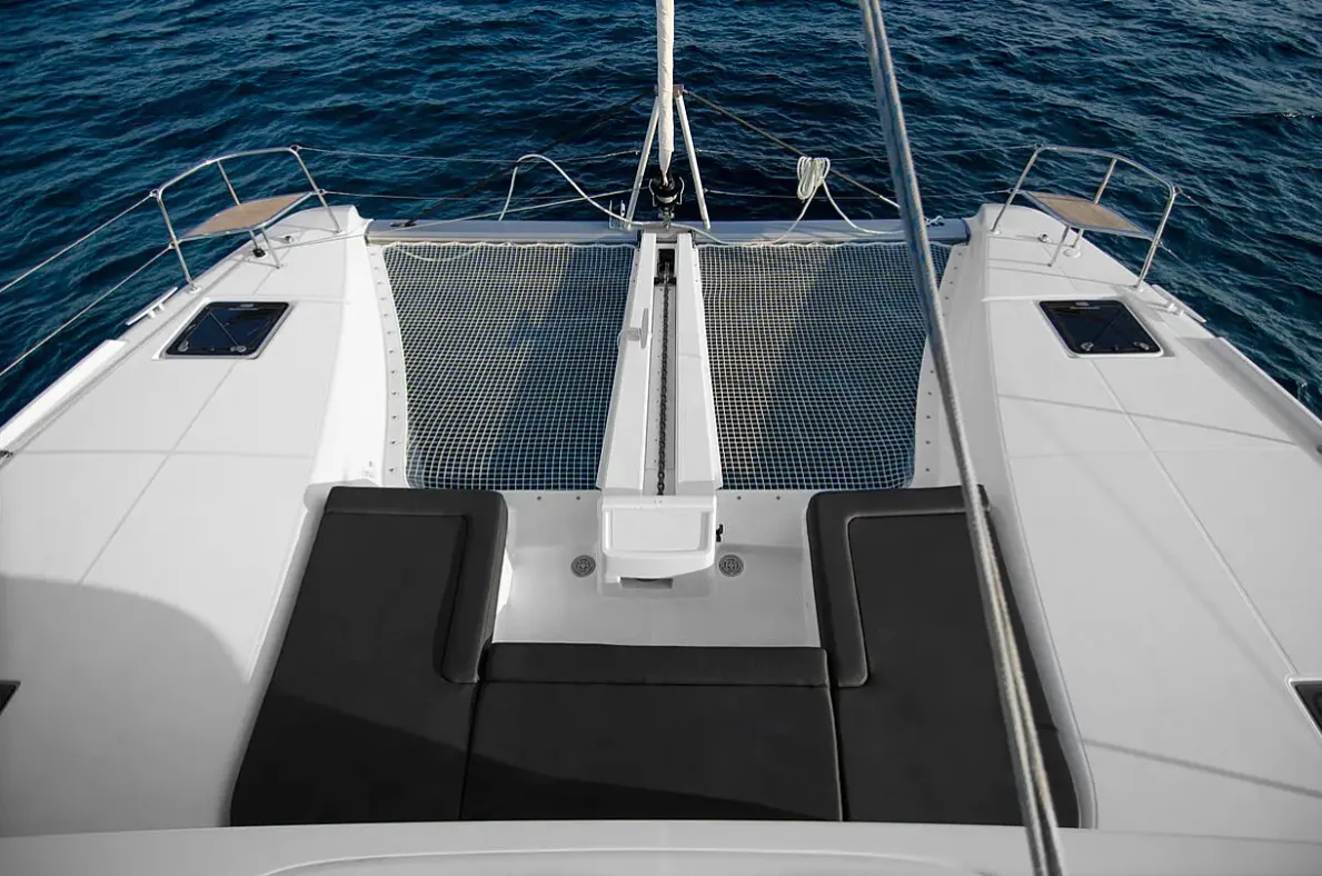 Deck of G. P, a Lagoon 46 catamaran at Athens, Greece