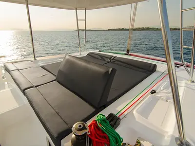 Deck of G. P, a Lagoon 46 catamaran at Athens, Greece
