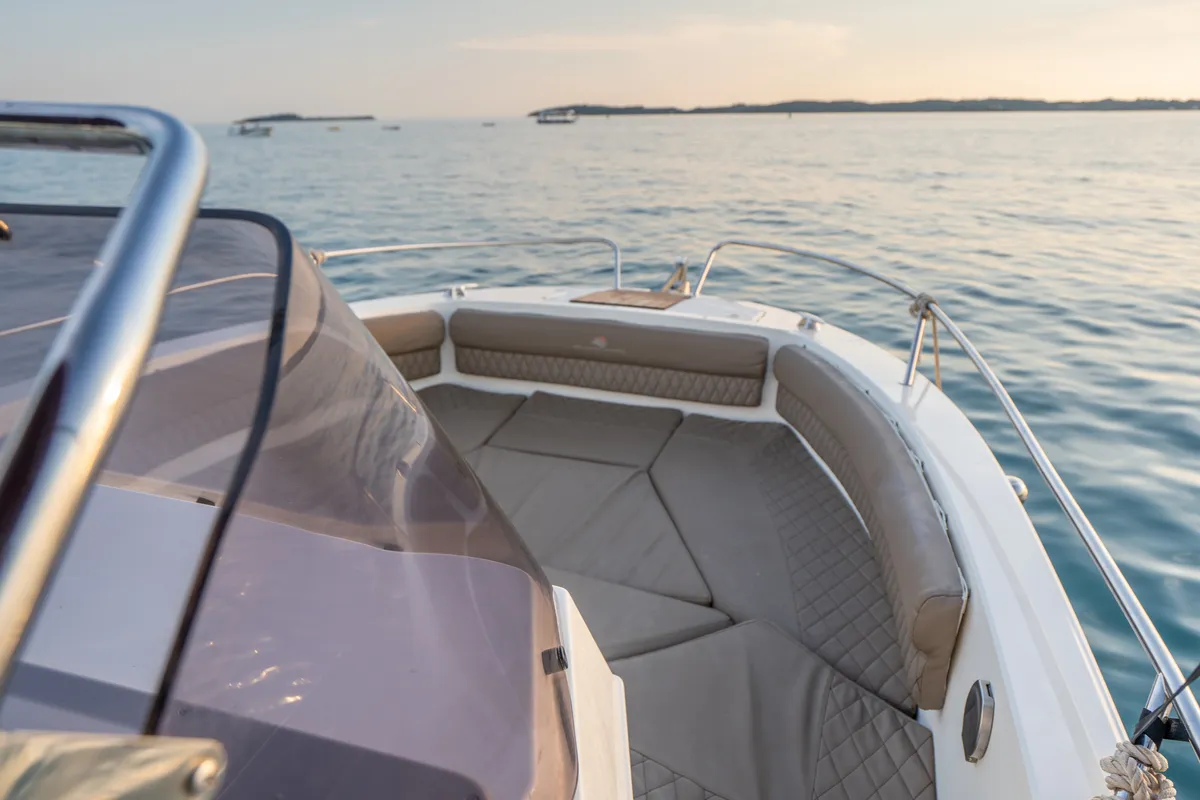 Deck of Atlantic Marine, a Atlantic 750 Open motorboat at Valbandon, Croatia
