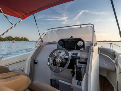 Cockpit of Atlantic Marine, a Atlantic 750 Open motorboat at Valbandon, Croatia