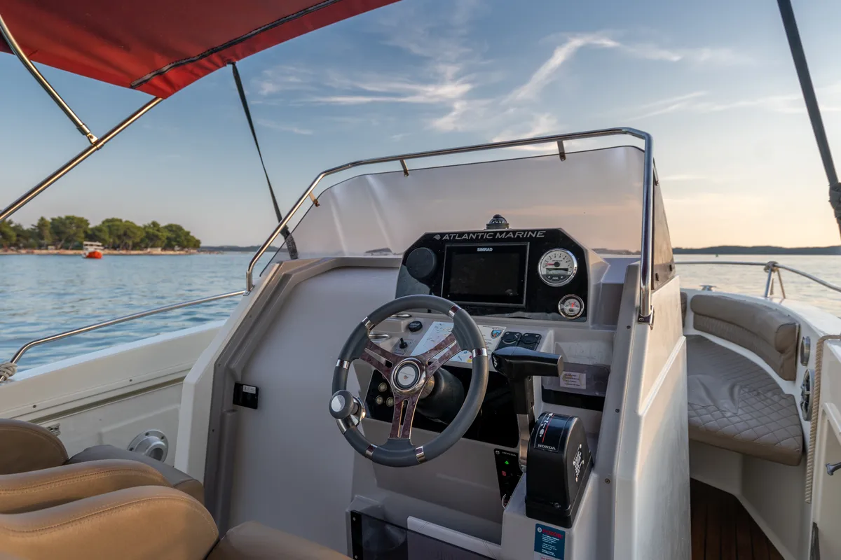 Cockpit of Atlantic Marine, a Atlantic 750 Open motorboat at Valbandon, Croatia