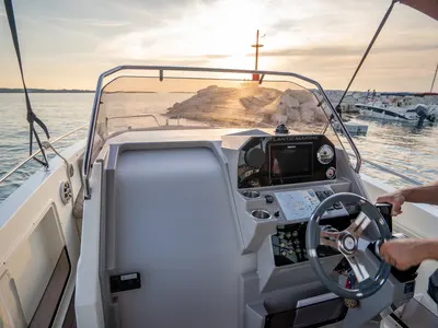 Cockpit of Atlantic Marine, a Atlantic 750 Open motorboat at Valbandon, Croatia