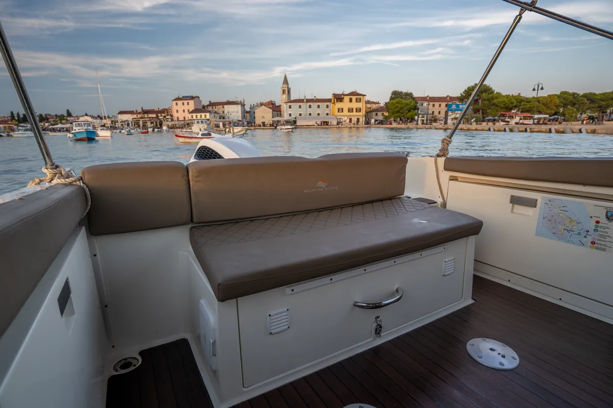 Deck of Atlantic Marine, a Atlantic 750 Open motorboat at Valbandon, Croatia