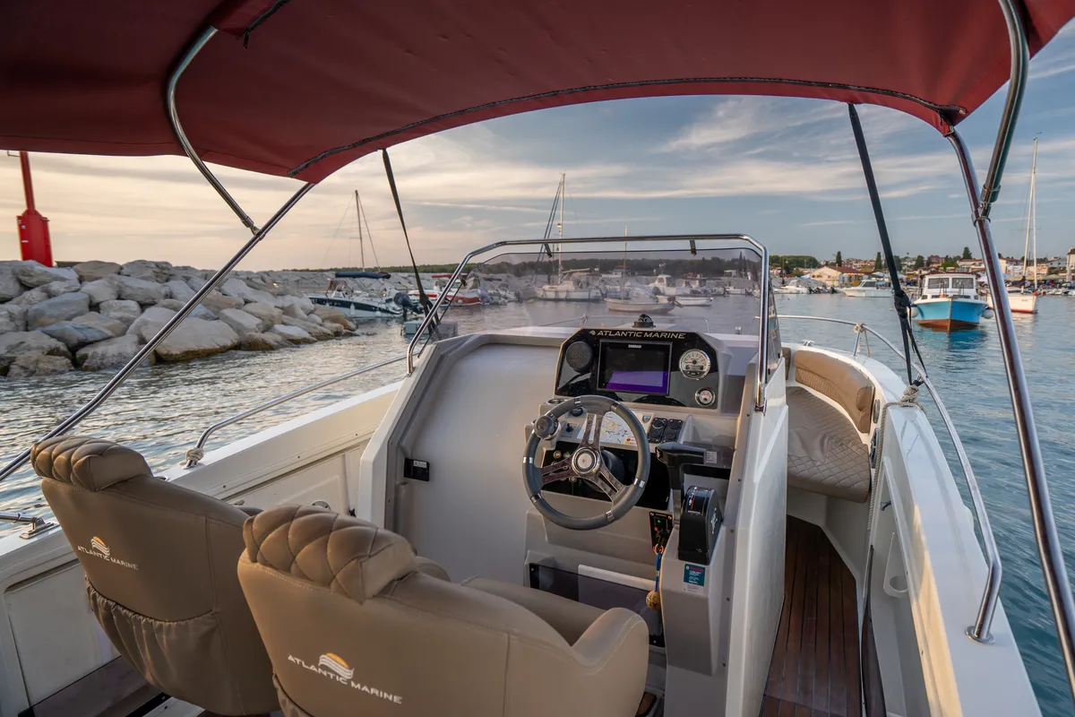 Cockpit of Atlantic Marine, a Atlantic 750 Open motorboat at Valbandon, Croatia