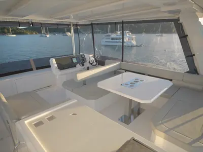 Cockpit of Moorings 403 PC Exclusive, a Leopard 40 PC catamaran at Road Town, British Virgin Islands