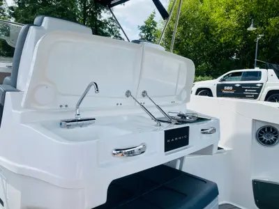 Galley of Karnic SL 800, a Karnic SL800 motorboat at Göhren-Lebbin, Germany