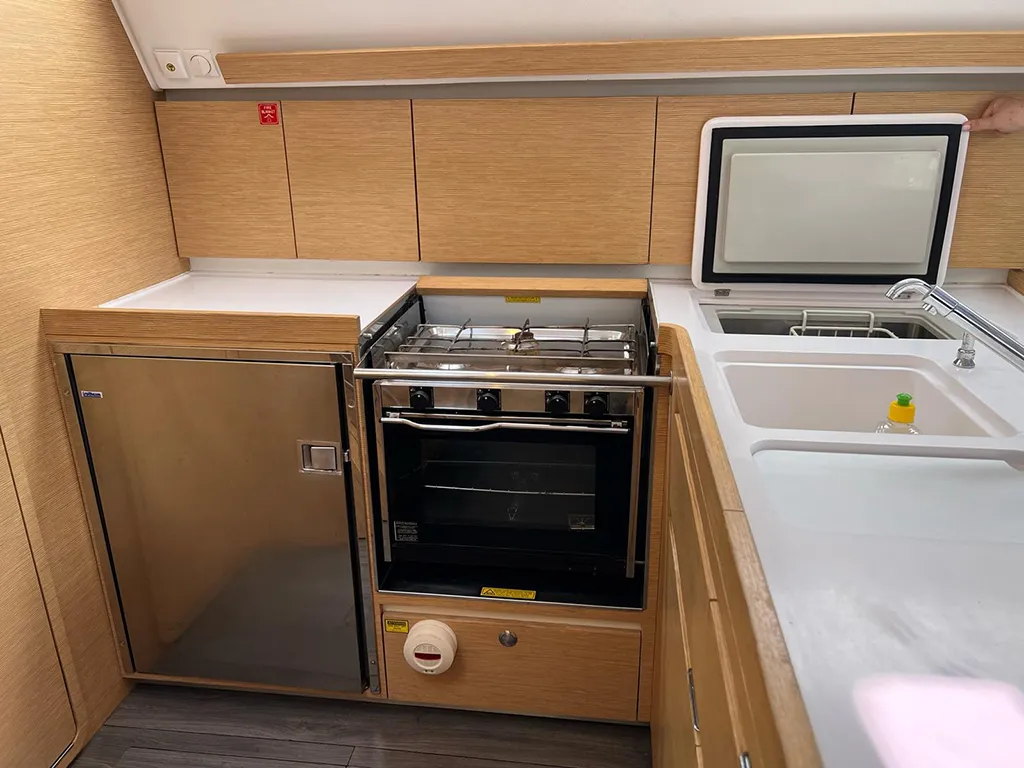 Galley of Heidi, a Elan Impression 45 sailboat at Punat, Croatia