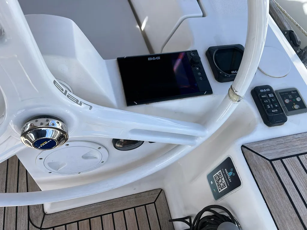 Cockpit of Heidi, a Elan Impression 45 sailboat at Punat, Croatia
