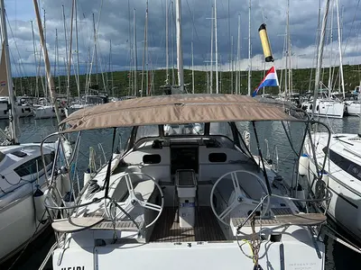 Deck of Heidi, a Elan Impression 45 sailboat at Punat, Croatia