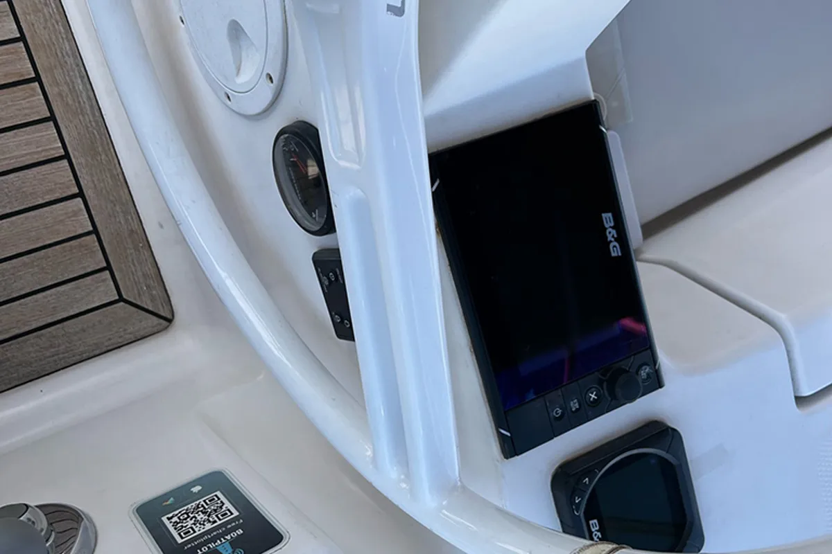 Cockpit of Heidi, a Elan Impression 45 sailboat at Punat, Croatia