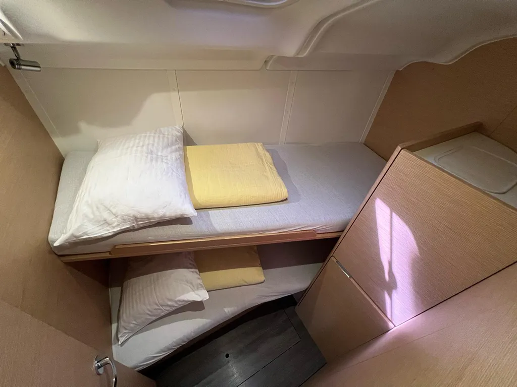 Cabin on Heidi, a Elan Impression 45 sailboat at Punat, Croatia