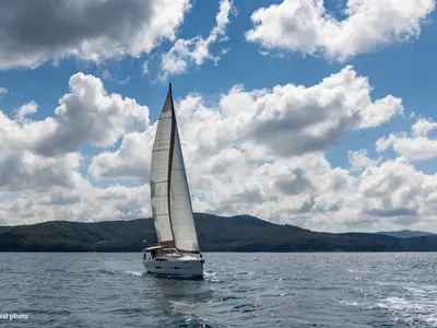 Exterior view of Asia, a Dufour 460 GL sailboat at Puntone di Scarlino, Italy