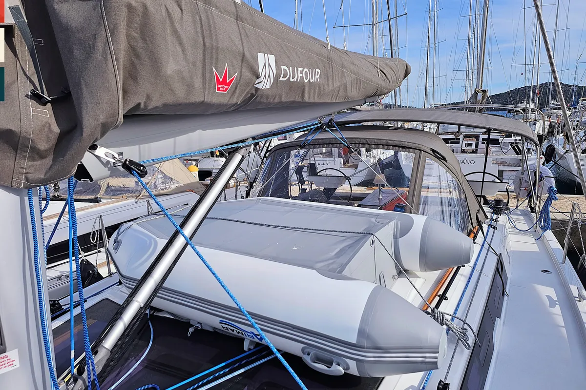 Deck of Ava (A/C & gen), a Dufour 41 sailboat at Općina Rogoznica, Croatia