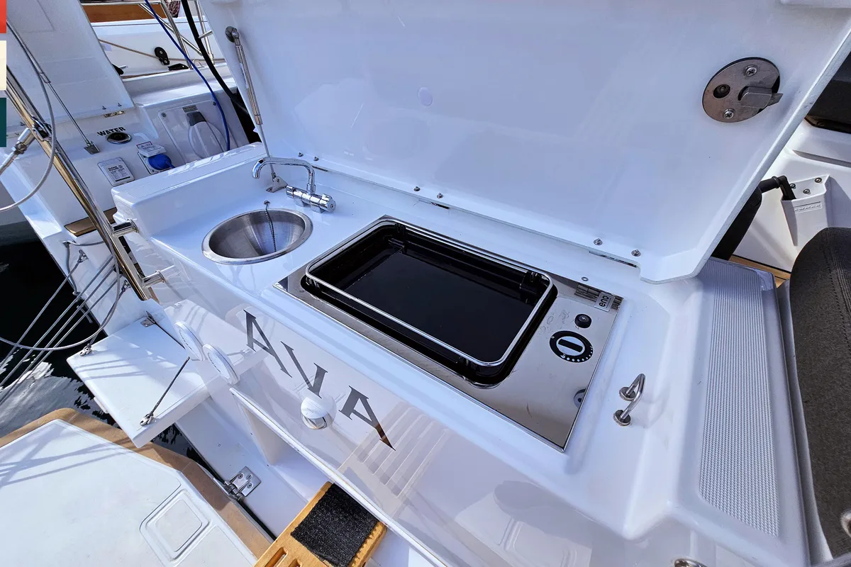 Deck of Ava (A/C & gen), a Dufour 41 sailboat at Općina Rogoznica, Croatia