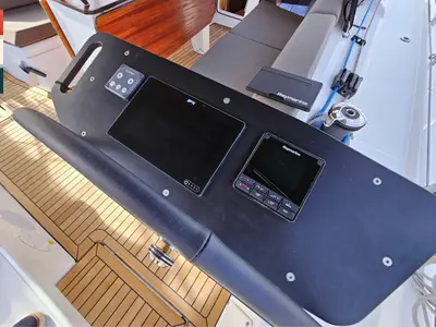 Cockpit of Ava (A/C & gen), a Dufour 41 sailboat at Općina Rogoznica, Croatia