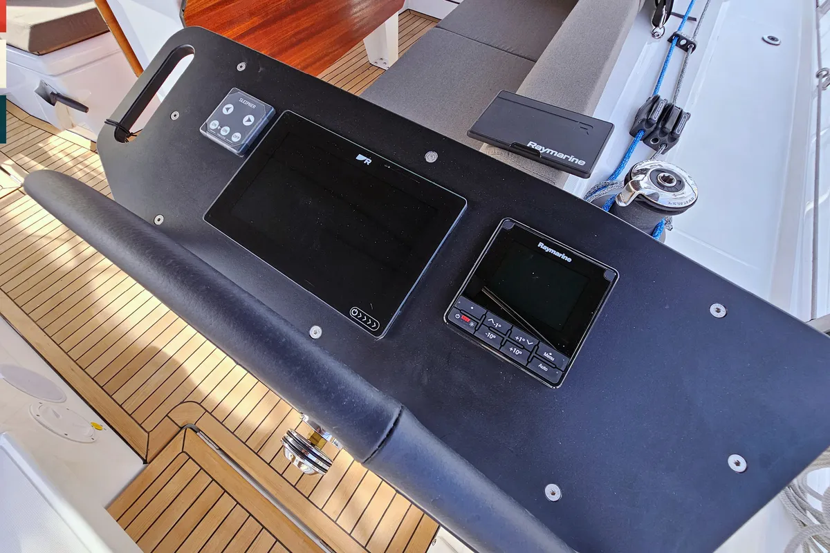 Cockpit of Ava (A/C & gen), a Dufour 41 sailboat at Općina Rogoznica, Croatia