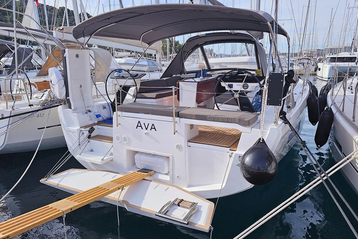 Exterior view of Ava (A/C & gen), a Dufour 41 sailboat at Općina Rogoznica, Croatia