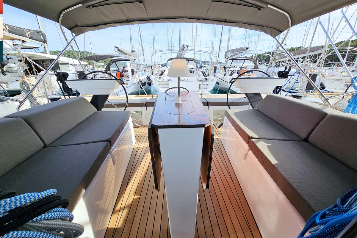 Deck of Ava (A/C & gen), a Dufour 41 sailboat at Općina Rogoznica, Croatia