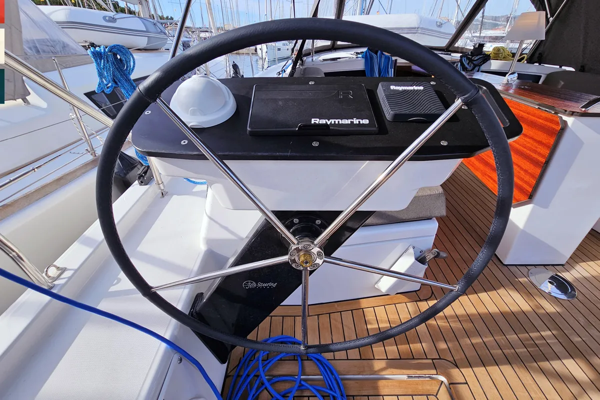 Cockpit of Ava (A/C & gen), a Dufour 41 sailboat at Općina Rogoznica, Croatia