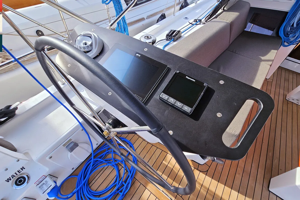 Cockpit of Ava (A/C & gen), a Dufour 41 sailboat at Općina Rogoznica, Croatia