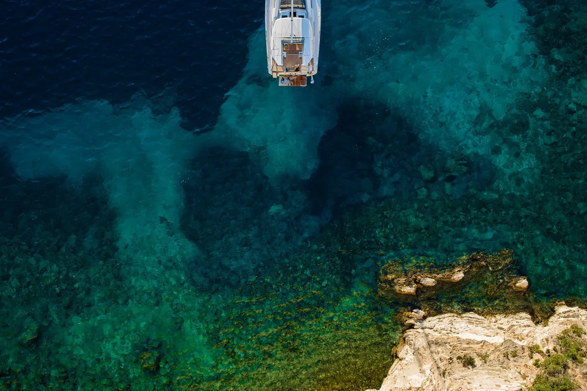 Exterior view of PRINCESS MELODY, a Hanse 588 sailboat at Municipal Unit of Lefkada, Greece