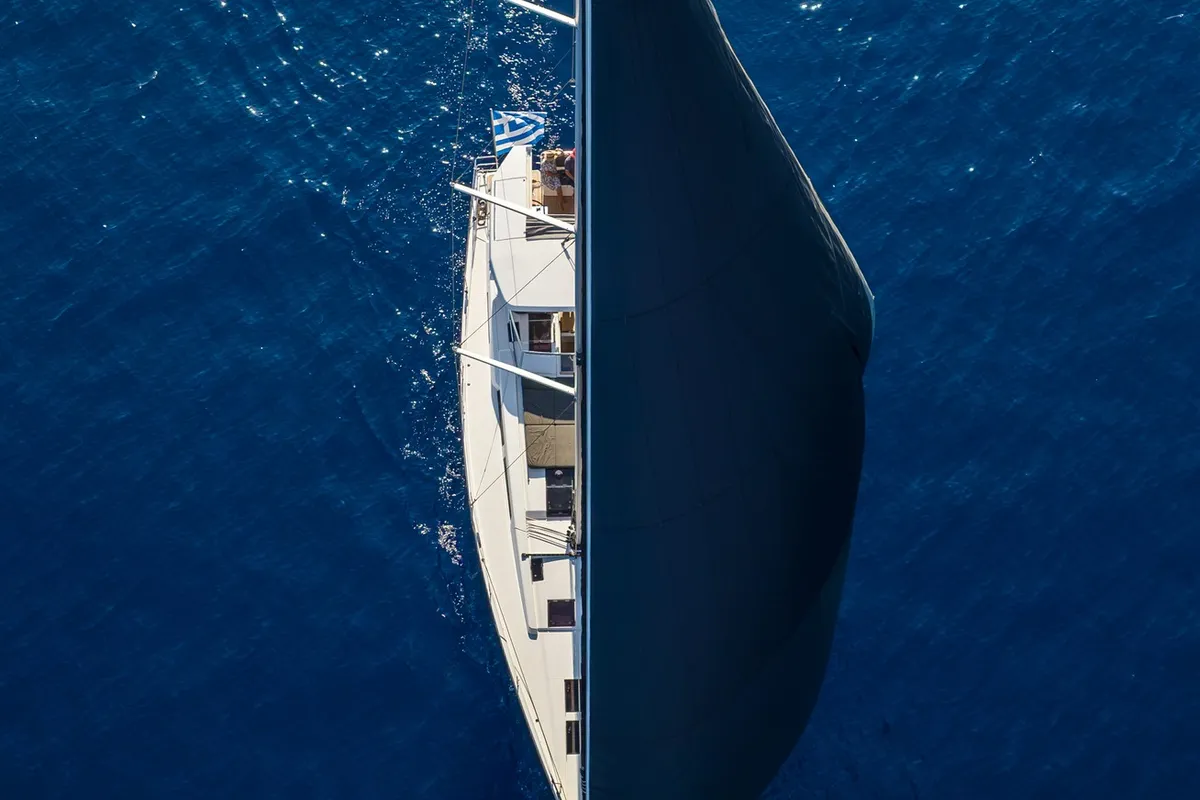 Exterior view of PRINCESS MELODY, a Hanse 588 sailboat at Municipal Unit of Lefkada, Greece