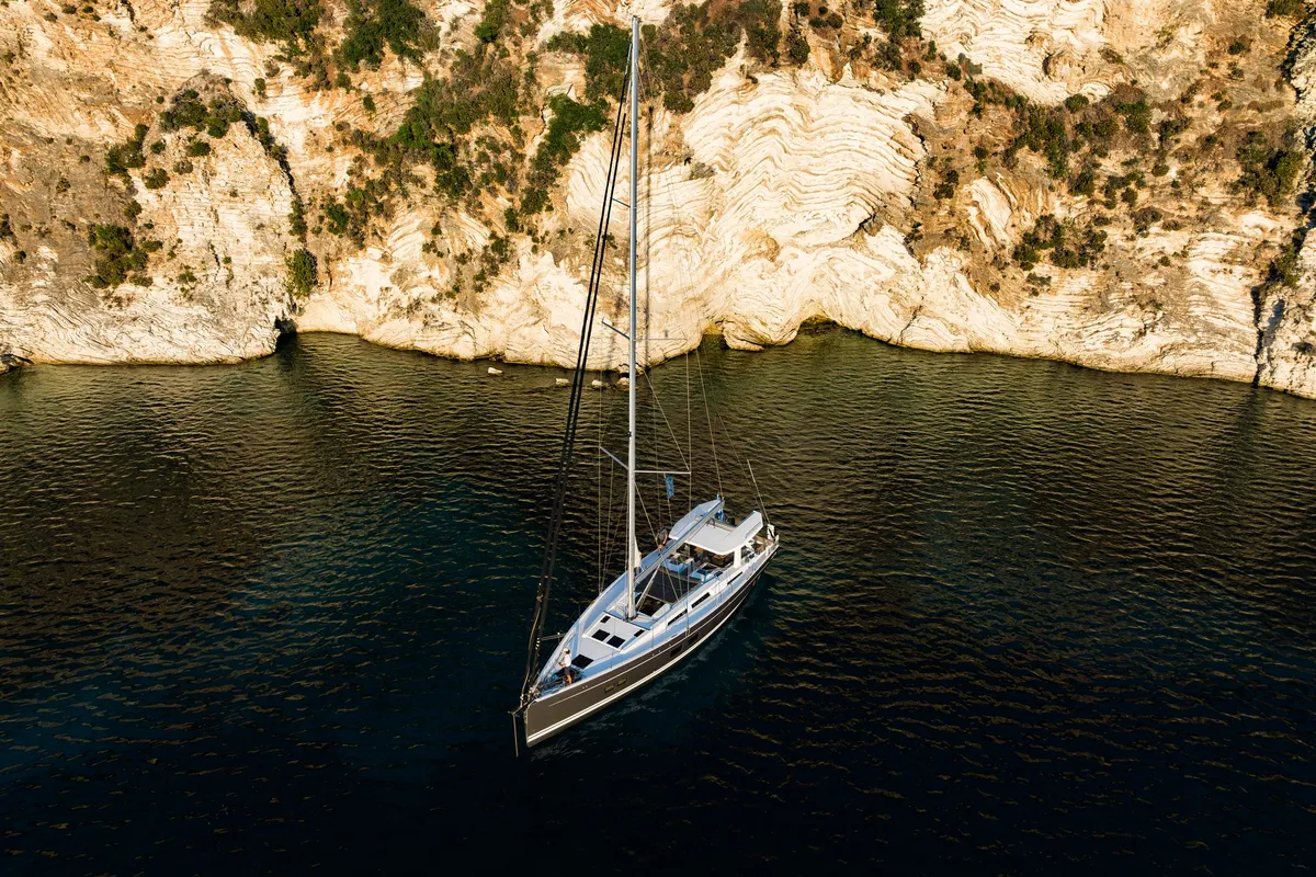 Exterior view of PRINCESS MELODY, a Hanse 588 sailboat at Municipal Unit of Lefkada, Greece