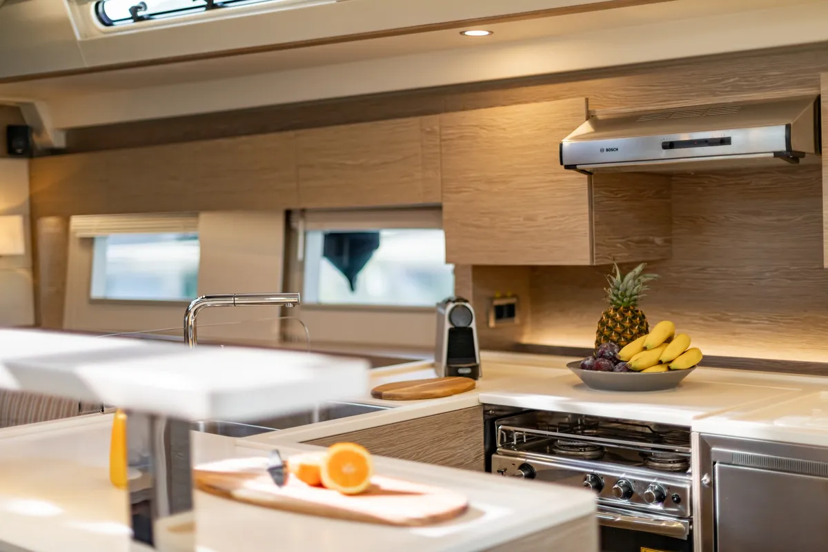Galley of PRINCESS MELODY, a Hanse 588 sailboat at Municipal Unit of Lefkada, Greece