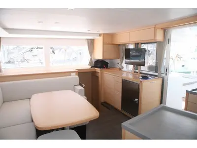 Salon of Athina (Pax 12), a Lagoon 450 Fly catamaran at Municipal Unit of Lefkada, Greece