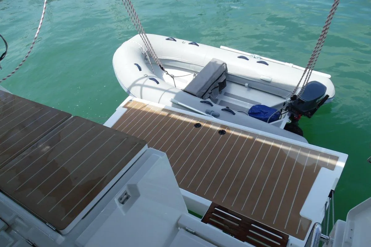 Deck of Isabella 2, a Bavaria C45 sailboat at Mai Khao, Thailand