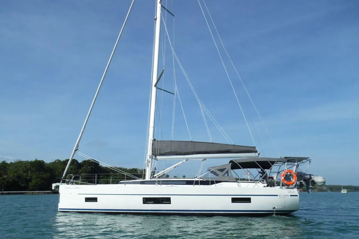Exterior view of Isabella 2, a Bavaria C45 sailboat at Mai Khao, Thailand