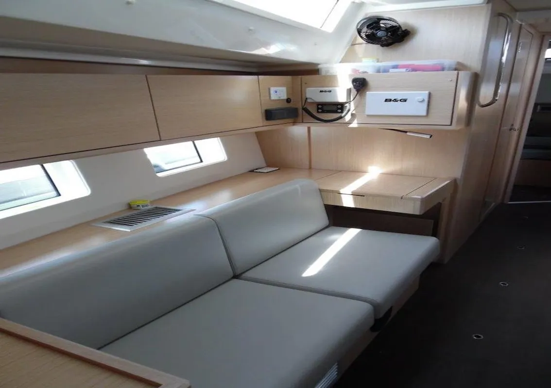 Salon of Isabella 2, a Bavaria C45 sailboat at Mai Khao, Thailand