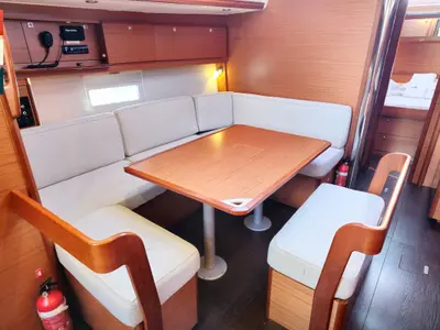 Salon of Amoroso, a Dufour 430 GL sailboat at Rogoznica, Croatia