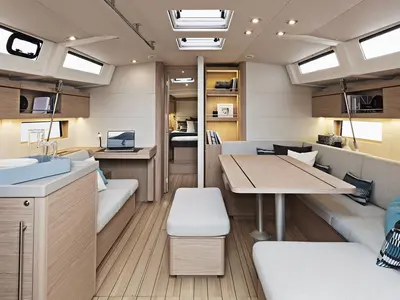 Salon of Chrisel, a Beneteau Oceanis 46.1 sailboat at Municipal Unit of Lefkada, Greece
