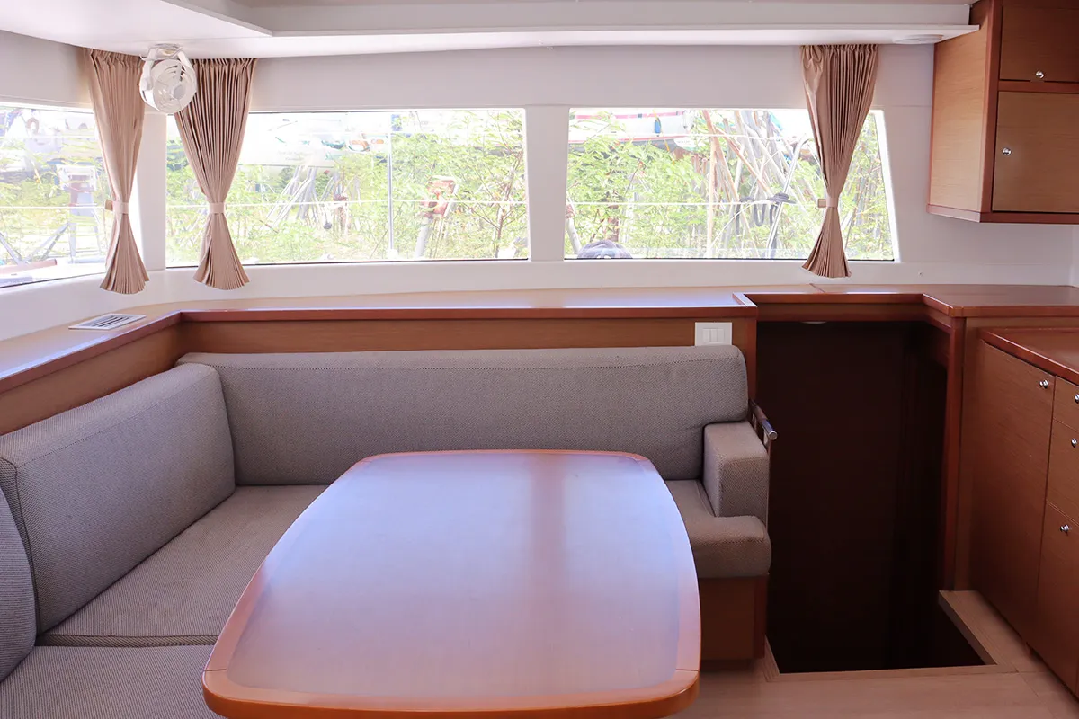 Salon of Tramontane, a Lagoon 450 F catamaran at Road Town, British Virgin Islands