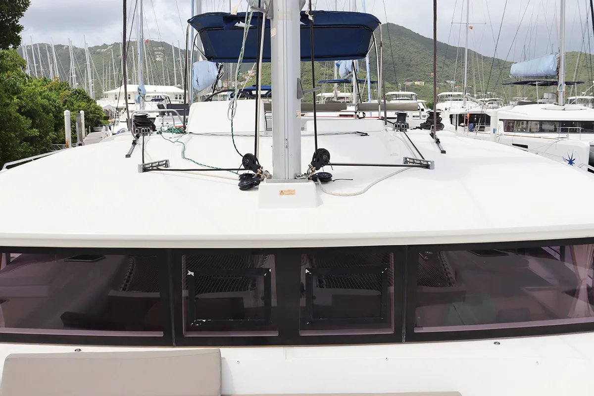 Deck of Tramontane, a Lagoon 450 F catamaran at Road Town, British Virgin Islands