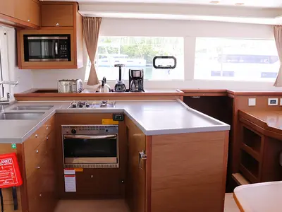 Galley of Tramontane, a Lagoon 450 F catamaran at Road Town, British Virgin Islands