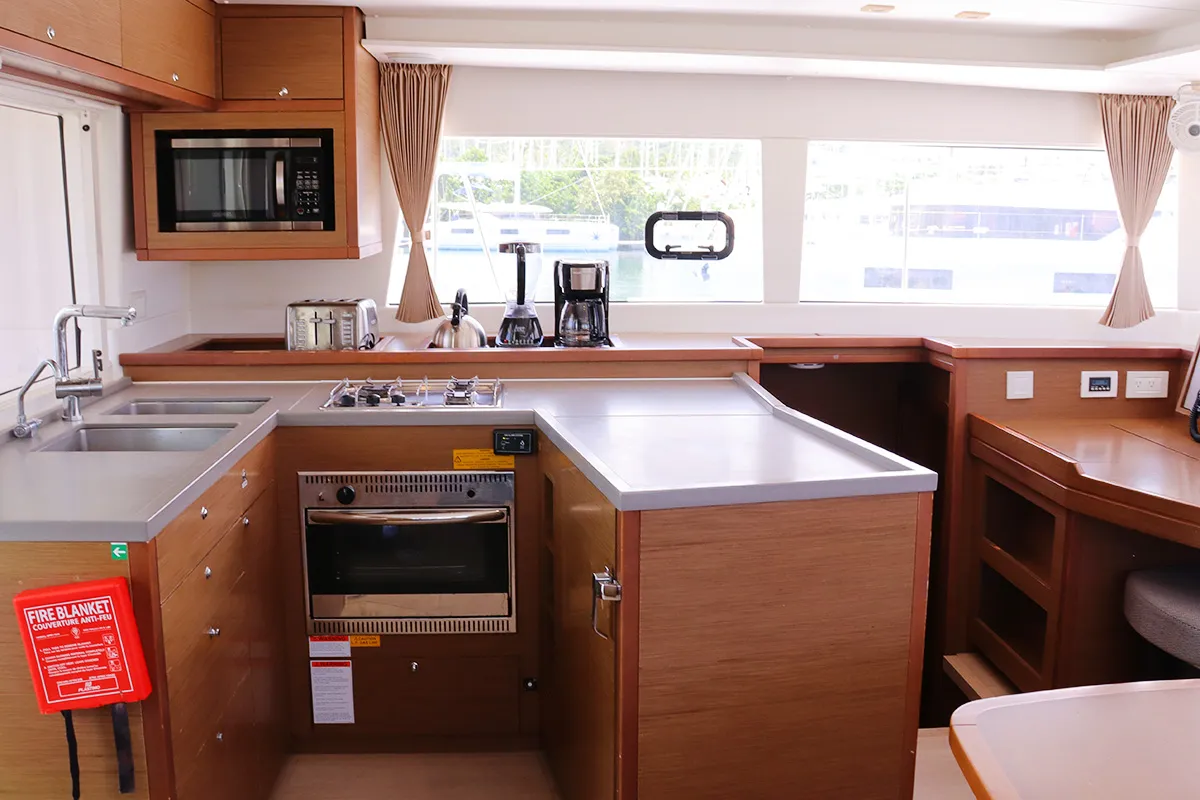 Galley of Tramontane, a Lagoon 450 F catamaran at Road Town, British Virgin Islands